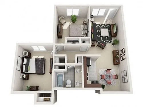 Floor plan B1 TWO BEDROOM ONE BATH