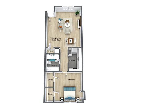Floor plan 1 Bedroom, 1 Bathroom Renovated