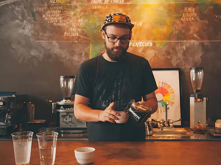 Local Cafe Barista Making Coffee with Handcrafted Technique