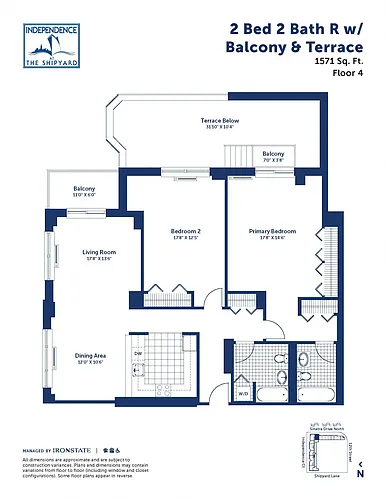Floor plan 2 Bed 2 Bath R With Balcony and Terrace