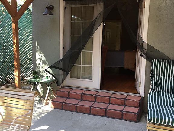 walking into unit. Has two French doors.