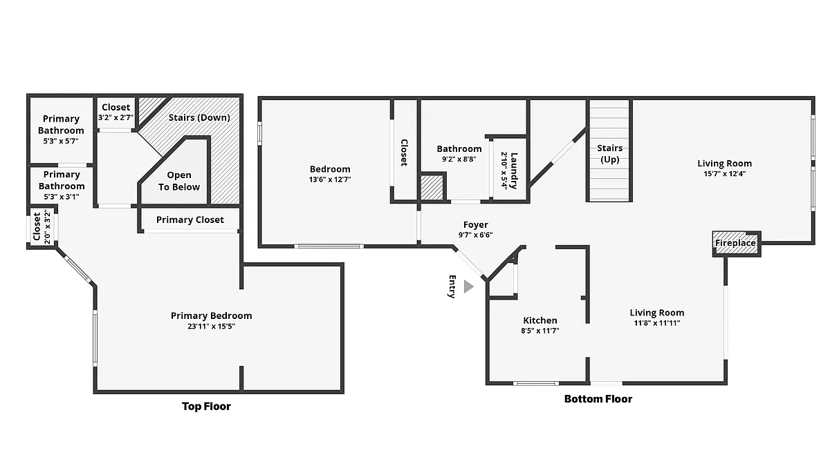 Floor plan 1 Bedroom Townhouses with Office Loft