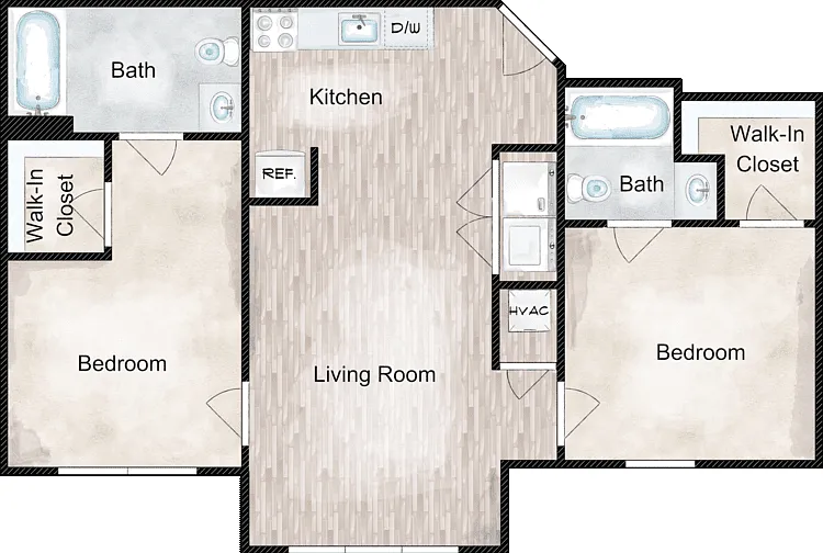 Two Bedroom Floorplan Diagram