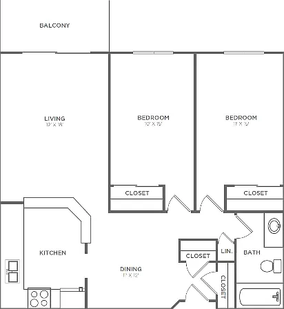 2 Bedroom 1 Bathroom B2 | from 1004 sq ft 2 Bedroom 1 Bathroom B2 | from 1004 sq ft