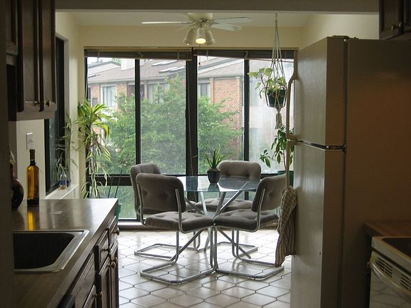 Skylights in kitchen eating area