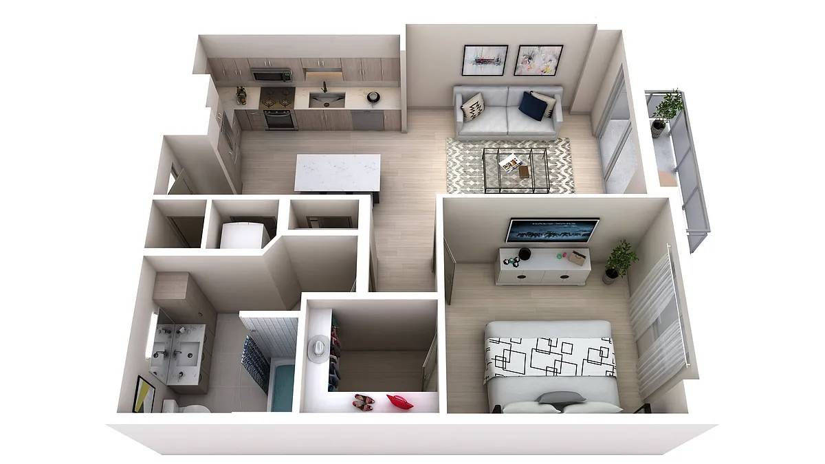 Floor plan One Bedroom One Bath (738)
