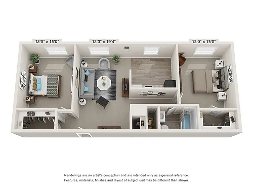 Floor plan 2 Bed 1 Bath Medium