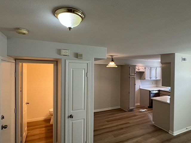 Powder room, dining area, kitchen