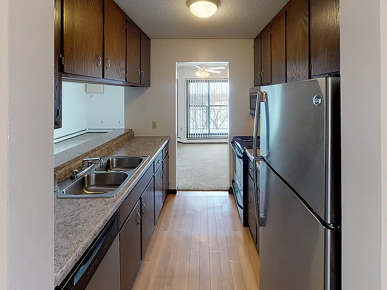 Stainless steel appliances in select apartments
