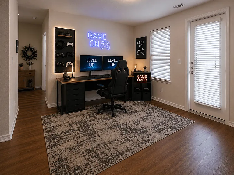 Create the perfect game room, media lounge, or home office in this versatile bonus space.
