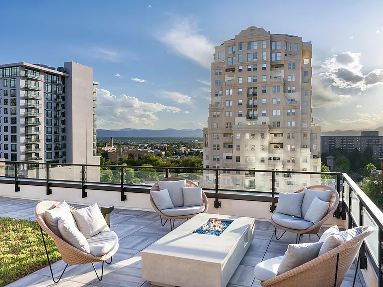 Soak in breathtaking sunsets and a vibrant skyline from your stunning rooftop retreat at Modera Golden Triangle.