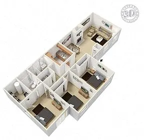 Floor plan 3 Bedroom 2 Bathroom C1r