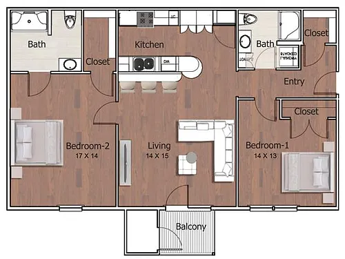 Floor plan 2 Bedroom 2 Bathroom