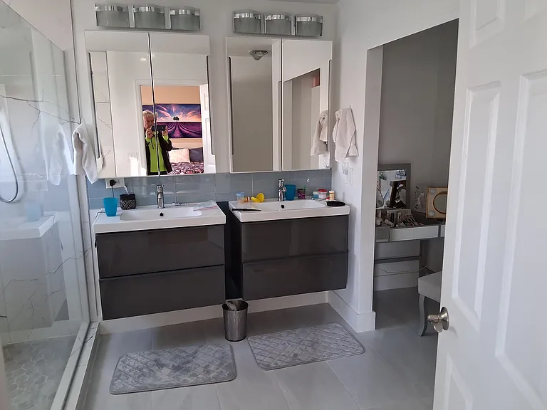 Redone master bath with huge walk-in shower