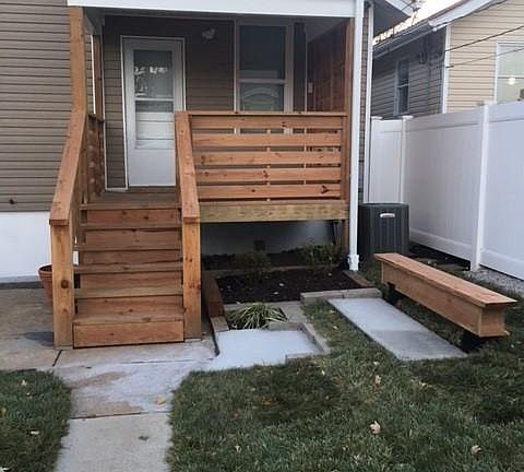 Quaint outdoor seating area.