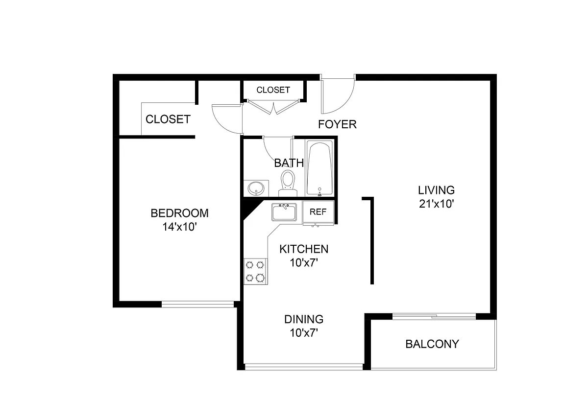 Floor plan 1 Bed 1 Bath