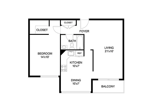 Floor plan 1 Bed 1 Bath