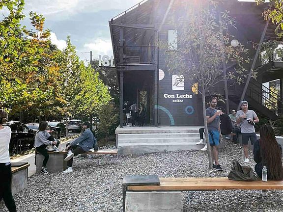 ConLeche in the house. Literally downstairs...such a great spot