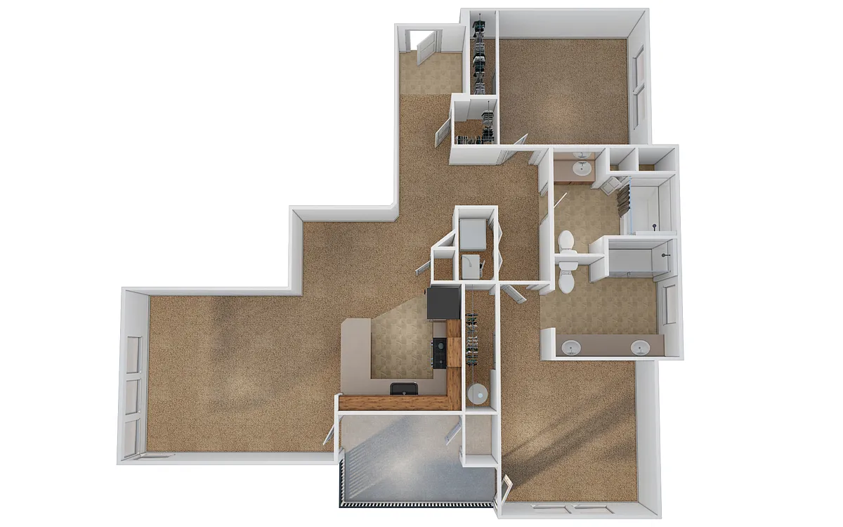 Floor plan 2x2 Meadow - 1116 SF