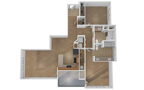 Floor plan 2x2 Meadow - 1116 SF