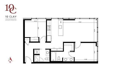 Floor plan 2 Bed, 2 Bath