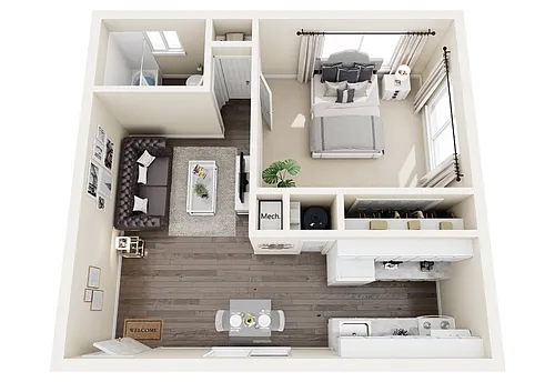 Floor plan 1 bed 1 bath