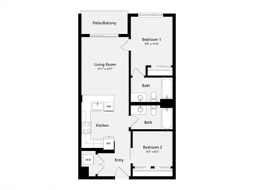 Floor plan Urban Two Bedroom D01B