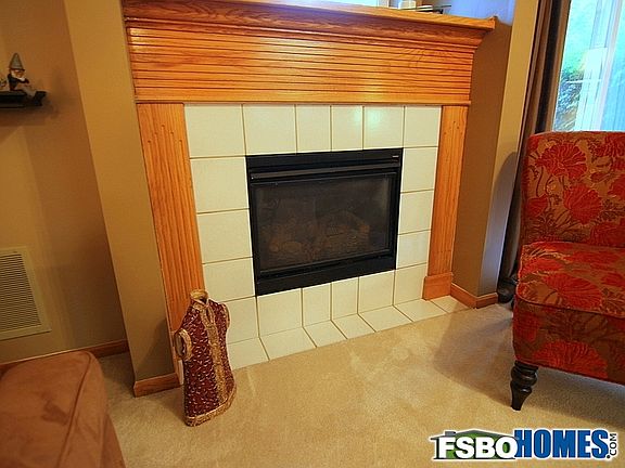 Living Room Fireplace with Tile Surround