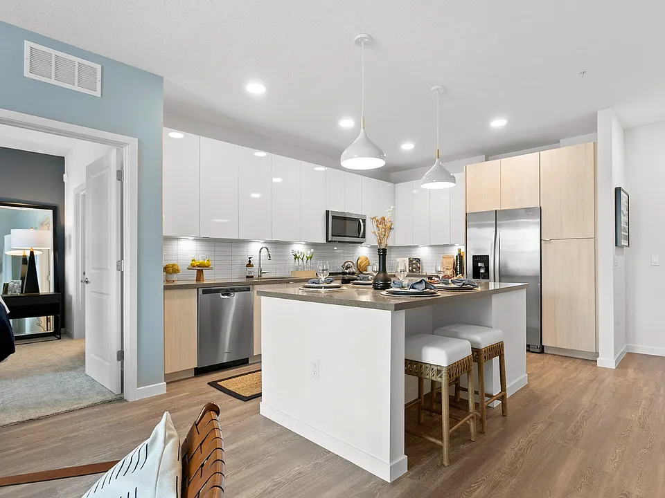 Welcoming Kitchen View with Kitchen Island