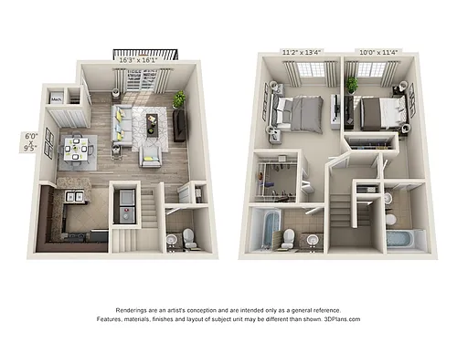 Floor plan Bay 2x2.5 Townhouse