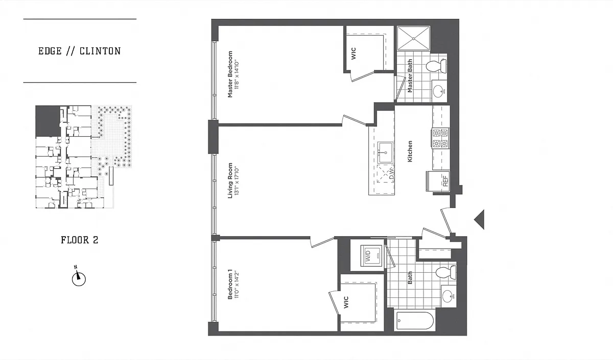 Floor plan 2 Bed/2 Bath-B2 Clinton