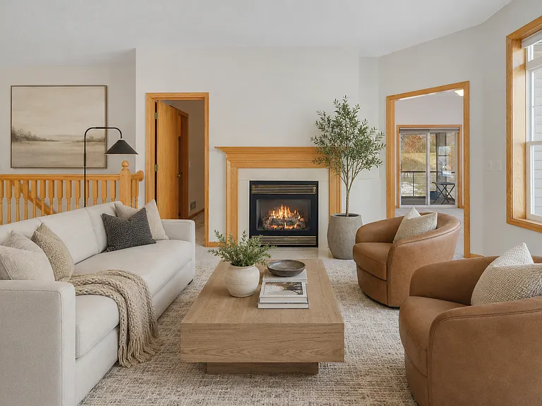 Beautiful Living Room with Fireplace