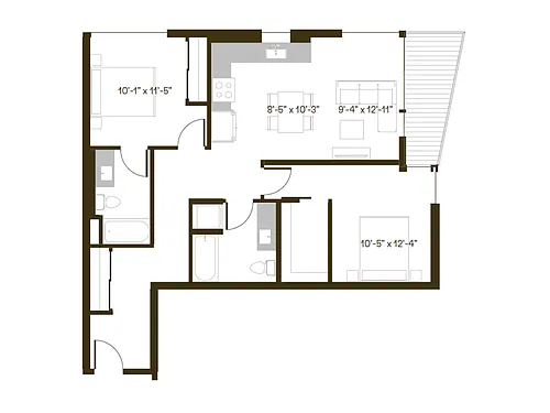 Floor plan 2 Bedroom, 2 Bath B6