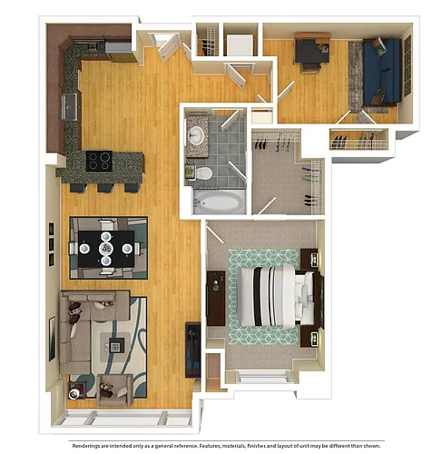 Floor plan 1 Bed Den 1 Bath