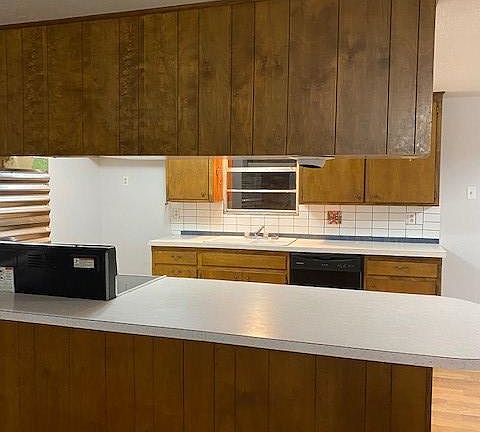 View from living room into kitchen