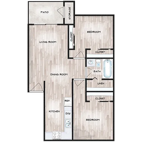 Floor plan Two Bedroom One Bath