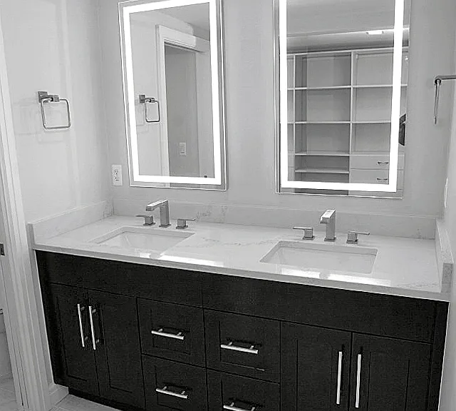 DOUBLE VANITY WITH BACK-LIT MIRRORS