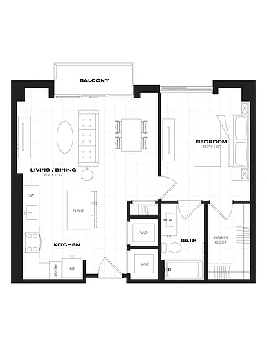 Floor plan 1 Bed/1 Bath-B6.1