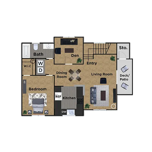 Floor plan 1x1 Carriage House B