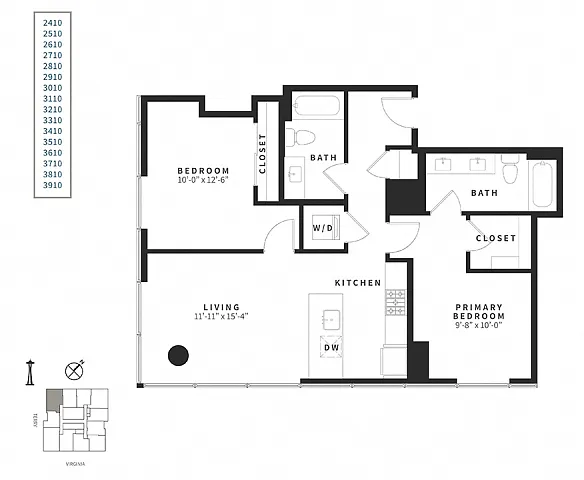 Floor plan 2 Bedroom C4