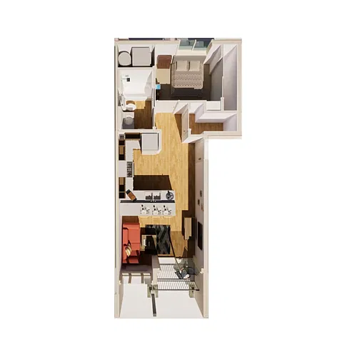 Floor plan 1 Bed 1 Bath C