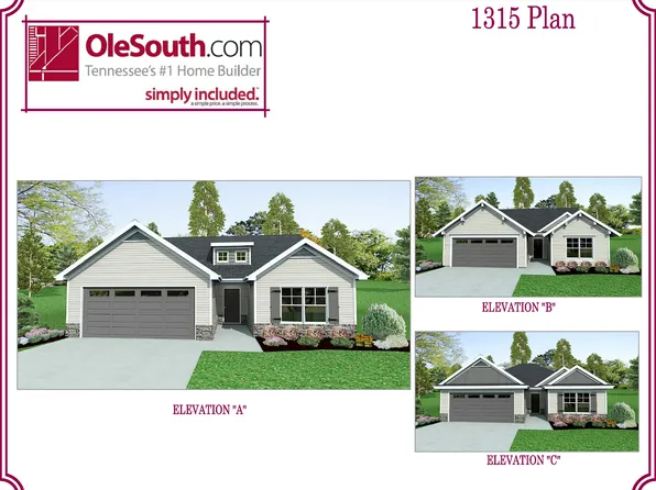1315 Elevation ABC Plan, Evergreen Farms