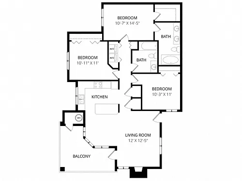 Floor plan 3 bedroom 2 Bath