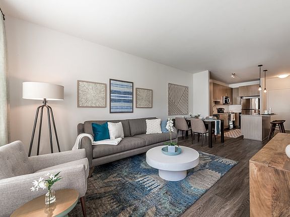 Living and dining areas with hard surface flooring