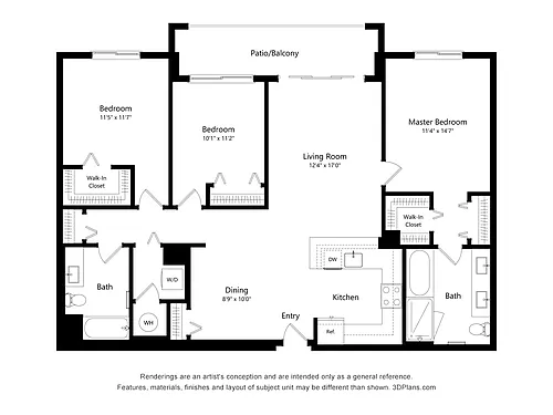 Floor plan 3 Bed / 2 Bath