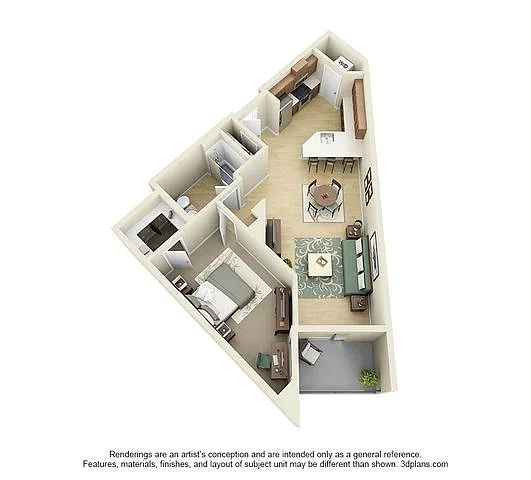 Floor plan Wilshire One Bedroom A2
