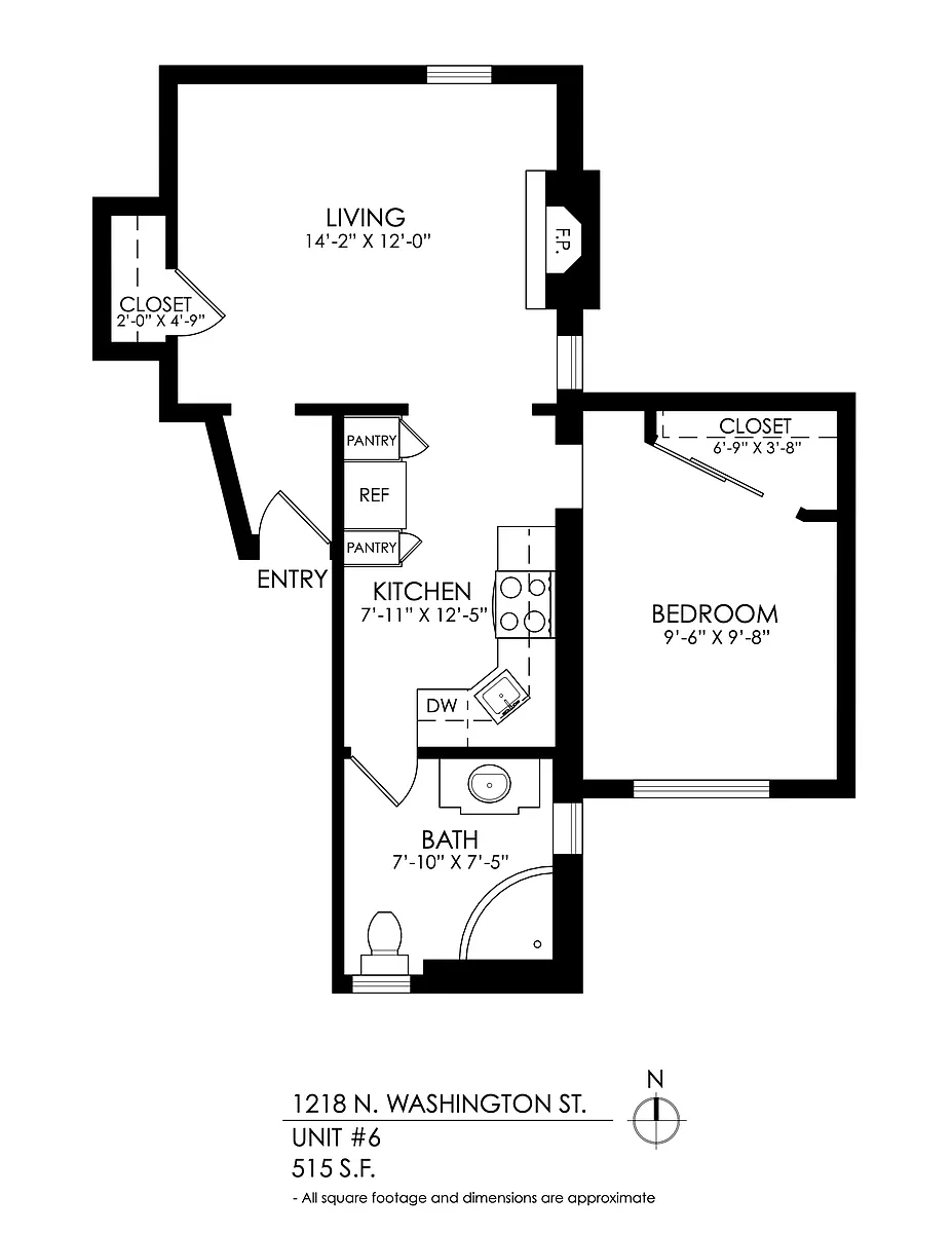 Floor plan 1 Bedroom, 1 Bath