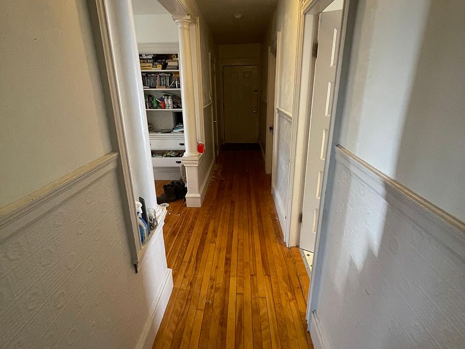 First bedroom on the front right, next door is bathroom, further back right is the second bedroom, and across the hall from the second bedroom entrance is the third bedroom entrance.