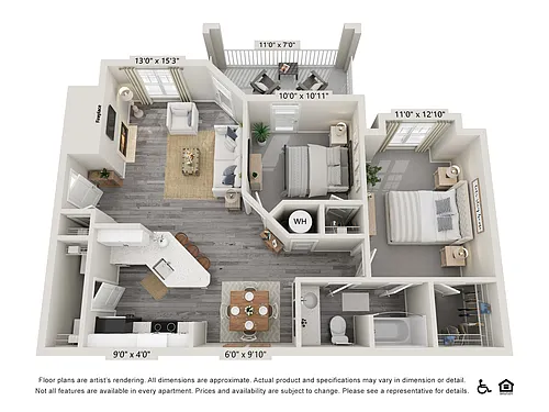 Floor plan Cedar (1040 SF)