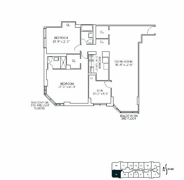 Floor plan WATERSIDE SQUARE SOUTH - 3 Bedrooms Two Bathroom